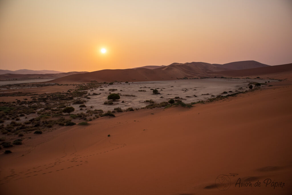 Paysage au lever du soleil sur les dunes