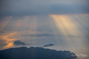 Soleil qui perce dans les nuages Phu Chi Fa
